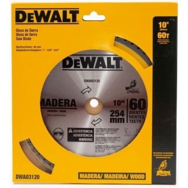 Disco de Serra para Madeira 254 MM 60 Dentes  - Dewalt DWA03120