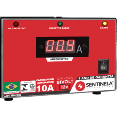 Carregador de baterias automotiva 10A BIVOLT CA1012 - SENTINELA
