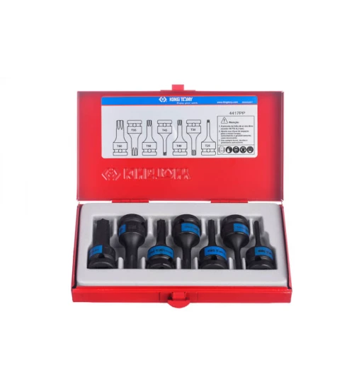 Jogo Soquetes torx curto impacto 1/2" 7 pçs 4417PP King Tony