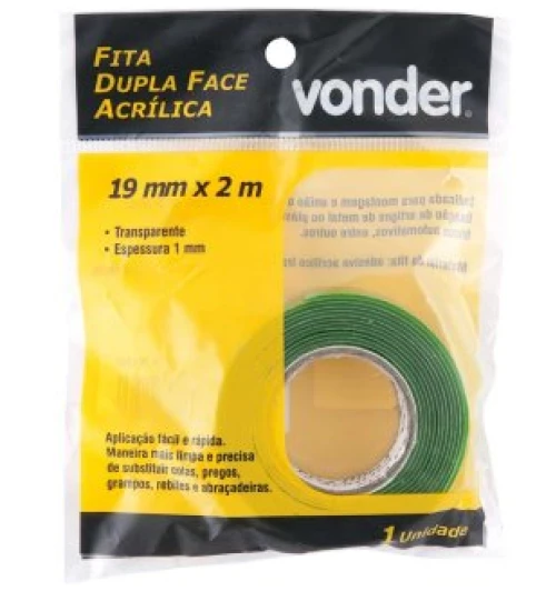 Fita dupla face acrílica 19mm x 2m - VONDER