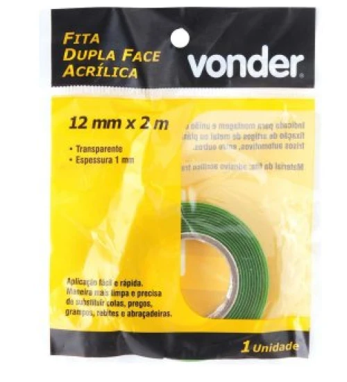 Fita dupla face acrílica 12mm x 2m - VONDER