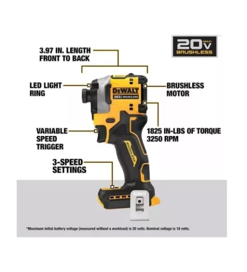PARAFUSADEIRA IMPACTO 1/4 20V S/ BATERIA/CARREGADOR 205NM DCF850B DEWALT