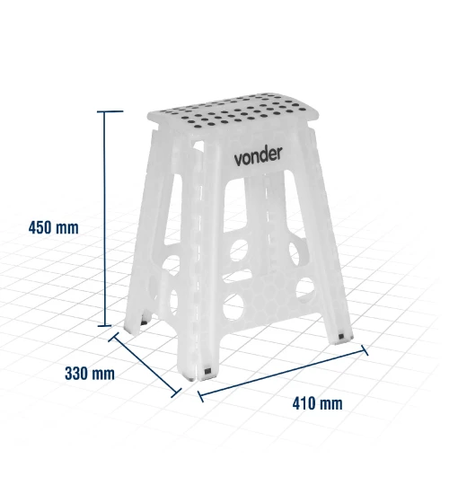 BANQUETA PLÁSTICA DOBRÁVEL TRANSPARENTE ALTURA 45 CM VONDER